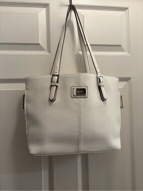 Tignanello Ivory Genuine Leather Large Shoulder Tote Bag